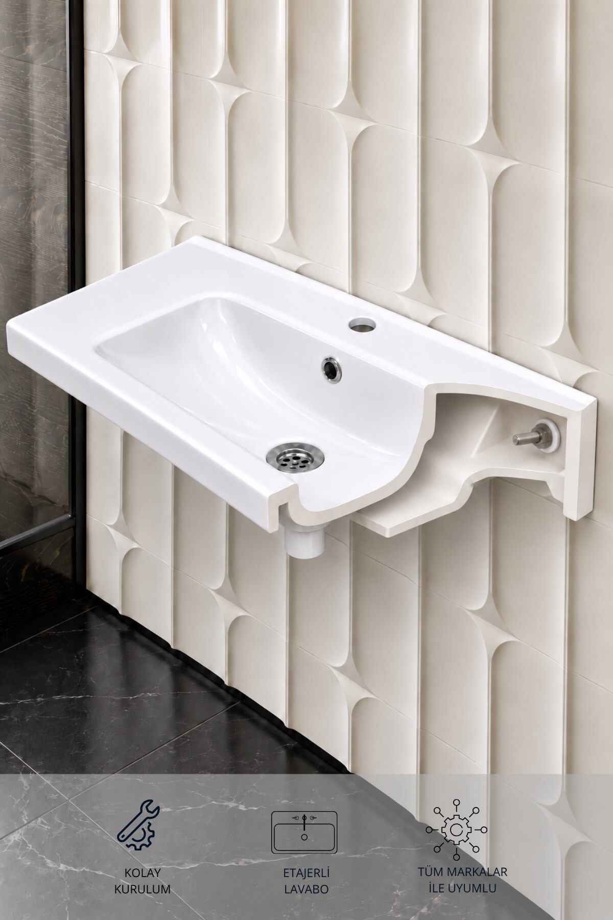 Dübelli Lavabo Montaj Vida Takımı 12 cm