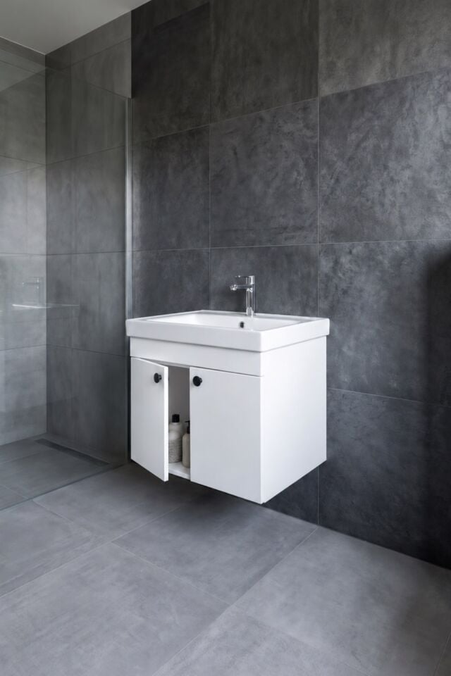 Mimoza 60 Cm, Mdf, Lavabolu Alt Banyo Dolabı, Kapaklı Banyo Dolabı, Seramik Lavabo Dahil, Mdf
